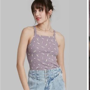 Wild fable purple floral halter tanktop